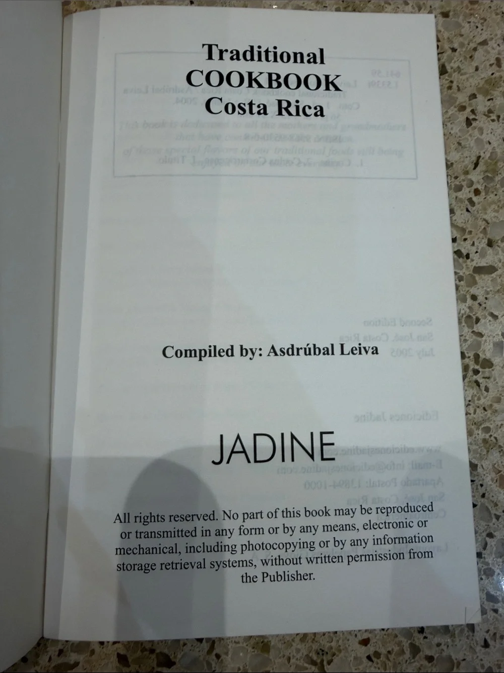 Jadine Traditional Costa Rica Cookbook - Yellow and Orange Cover